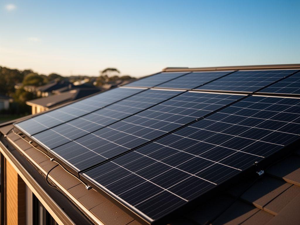 Moderne Solarinstallation auf einem Schweizer Hausdach bei warmem Tageslicht
